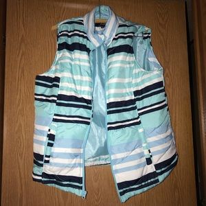 Blue multicolor horizontal striped vest